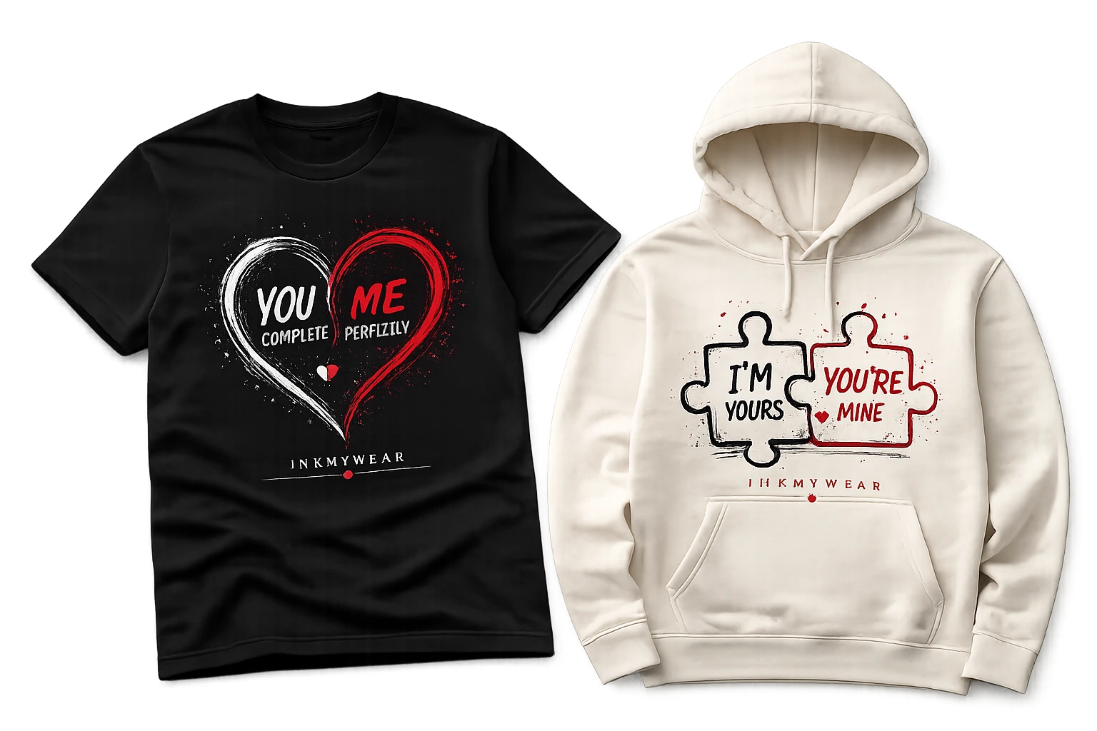 Personalised T-shirt and hoodie combined as a matching clothing set