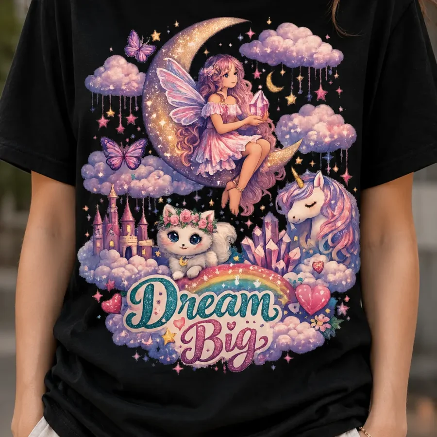 Dream Big Fairy Unicorn Fantasy Graphic T-Shirt